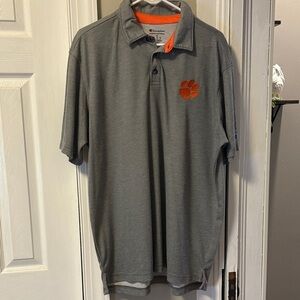 Champion Gray Polo with CLEMSON Logo